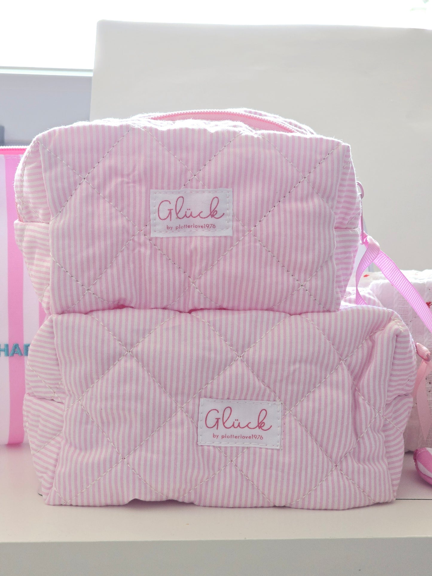 Tasche Glück rosa Streifen