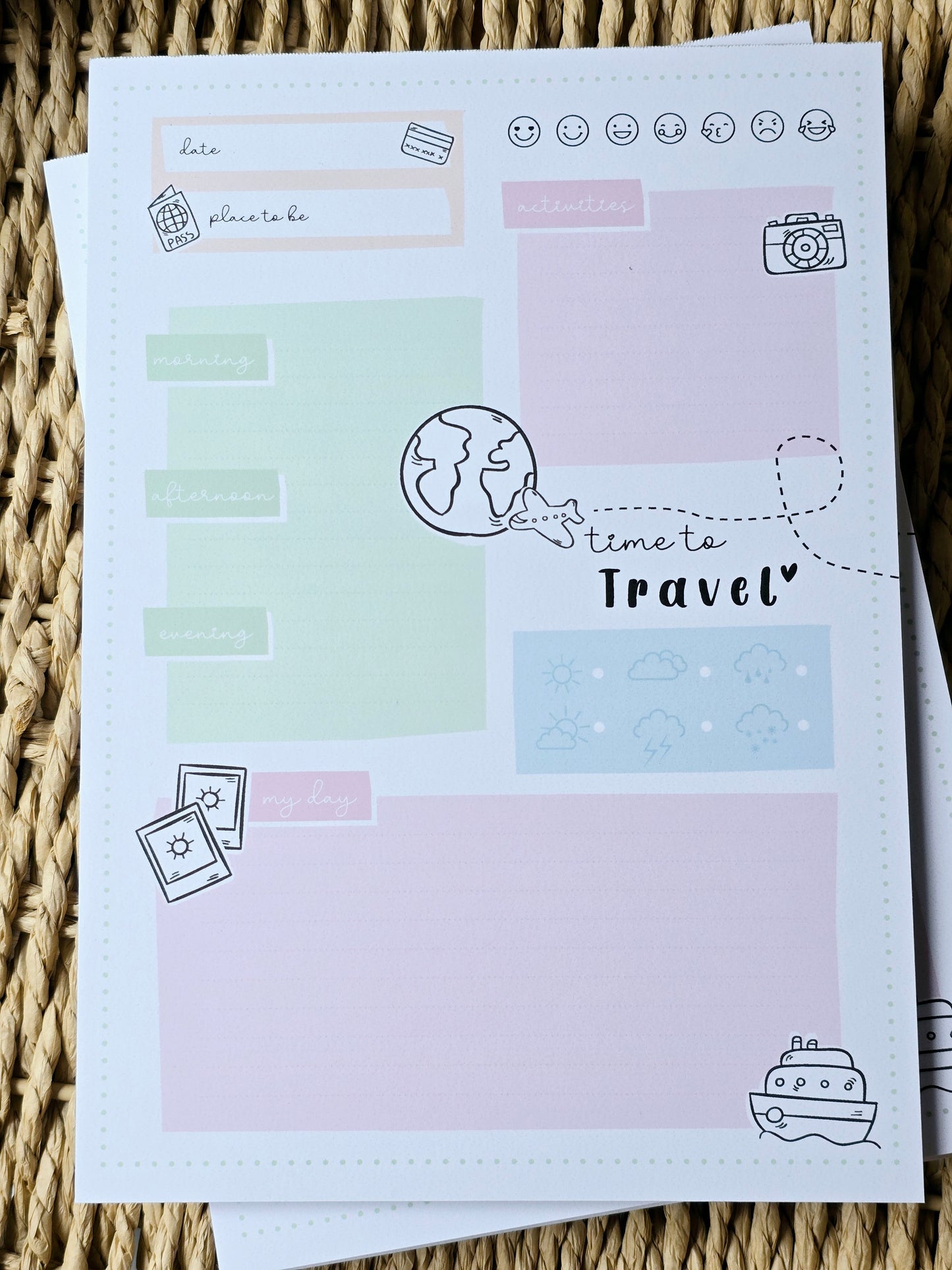 Notizblock/Reiseplaner "time to travel" in A5
