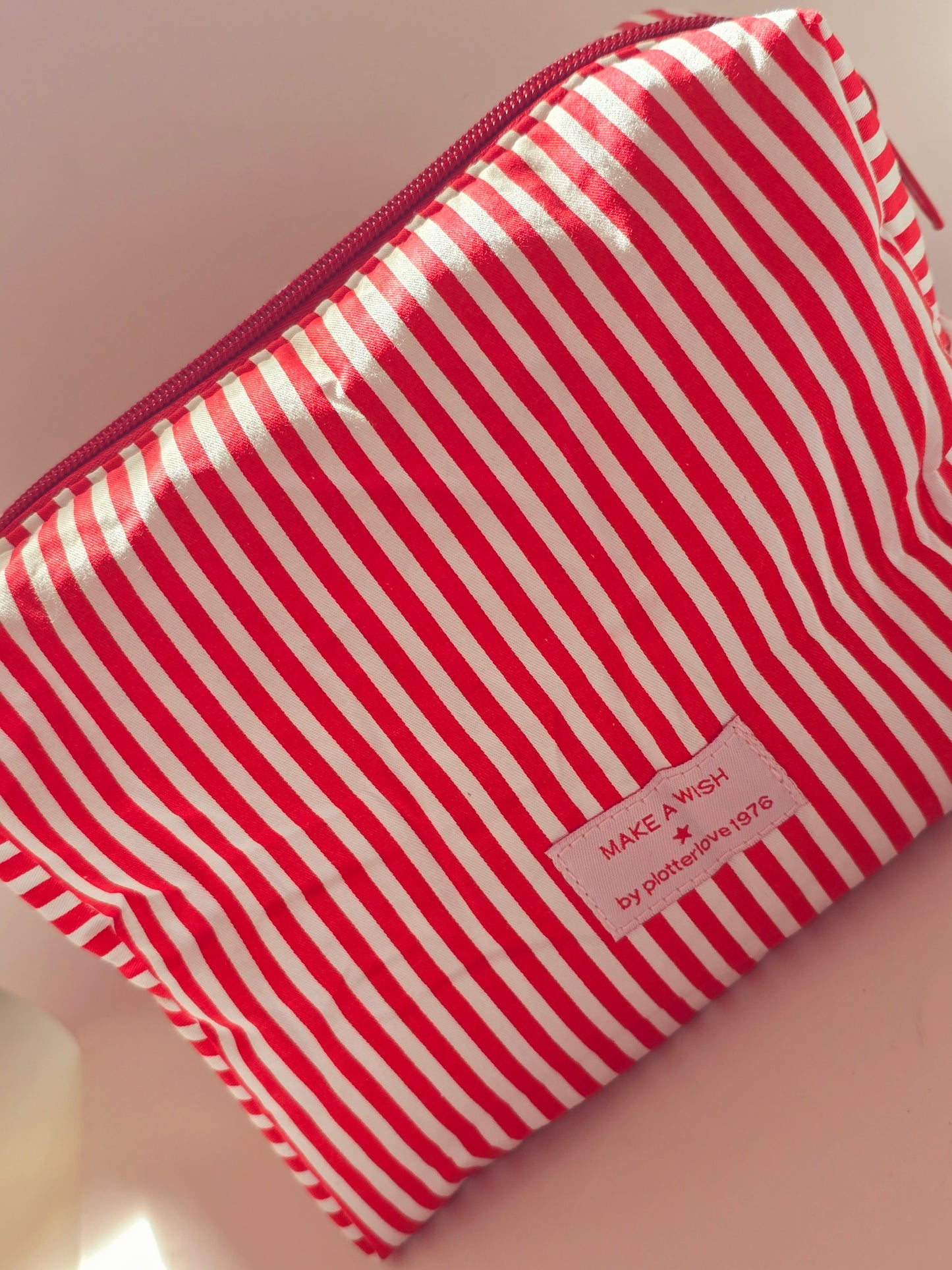 Tasche "MAKE A WISH" - rot/weiß gestreift