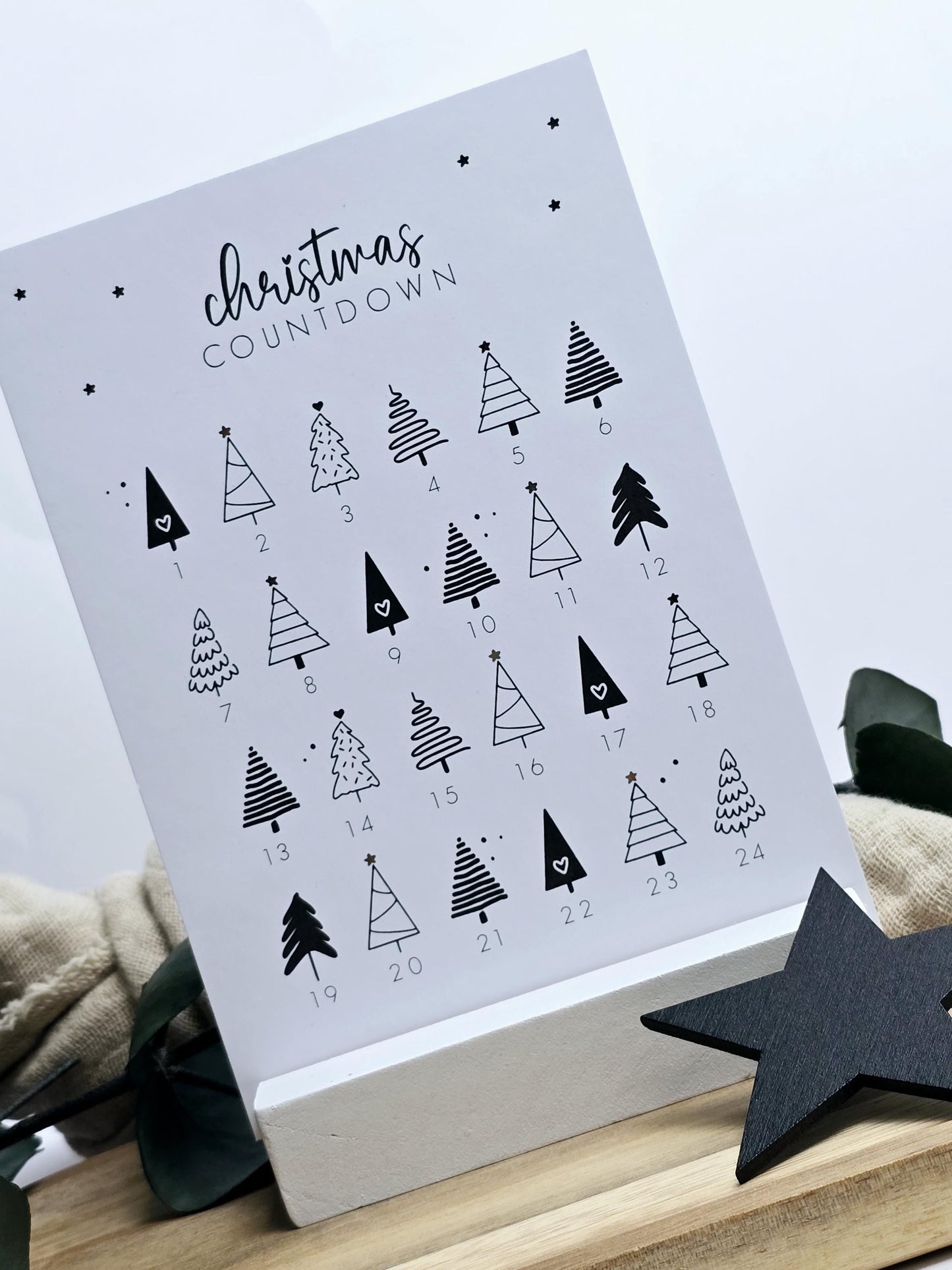 Postkarte Christmas Countdown / Adventskalender / Wunschzettel / Weihnachten / Wichtelgeschenk / Kleinigkeit / Geschenk / Geburtstag