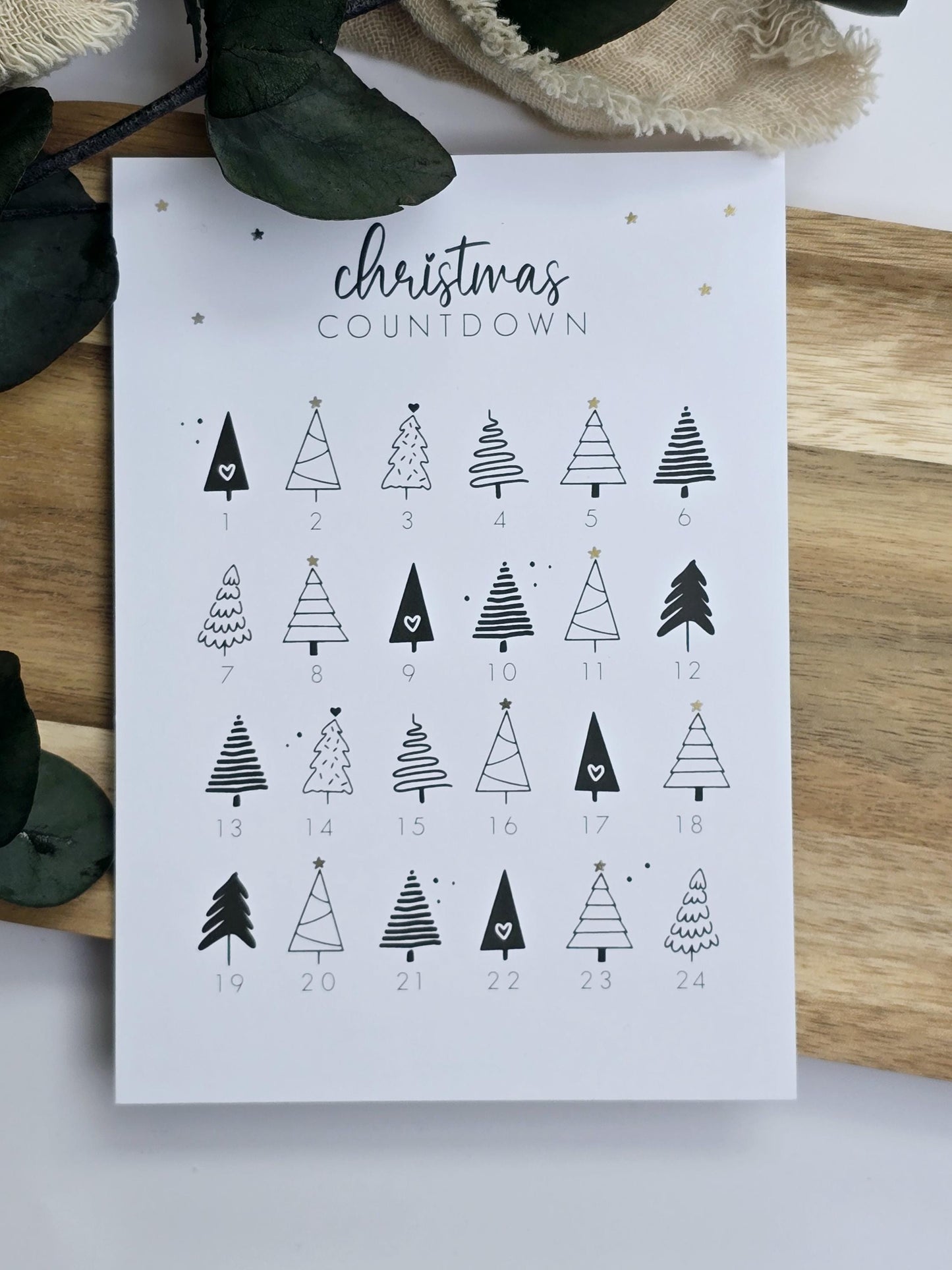 Postkarte Christmas Countdown / Adventskalender / Wunschzettel / Weihnachten / Wichtelgeschenk / Kleinigkeit / Geschenk / Geburtstag