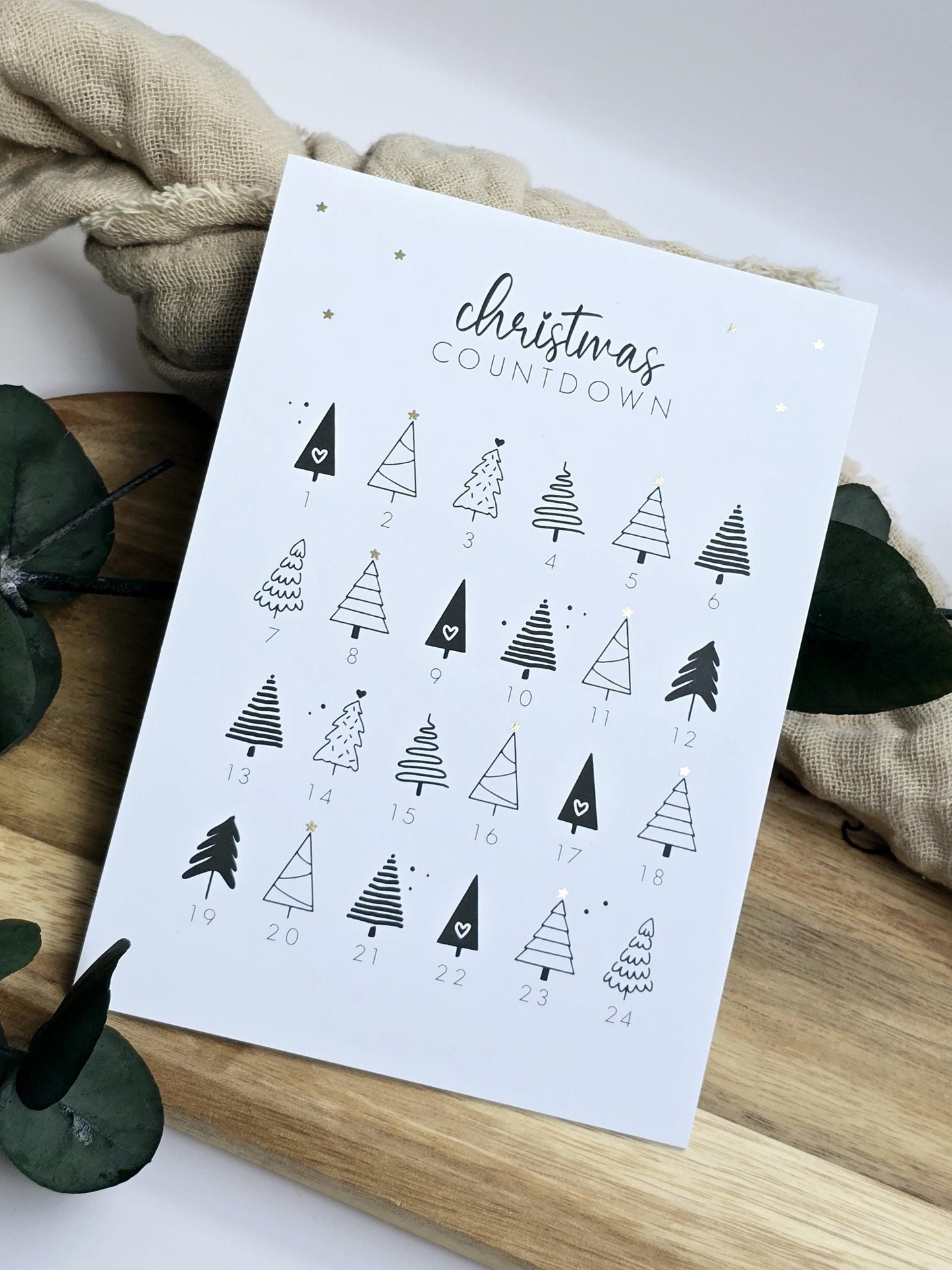 Postkarte Christmas Countdown / Adventskalender / Wunschzettel / Weihnachten / Wichtelgeschenk / Kleinigkeit / Geschenk / Geburtstag