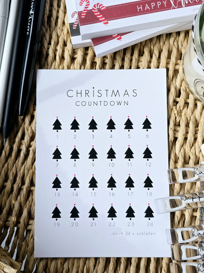 Postkarte "Christmas Countdown" in A6 (pink)