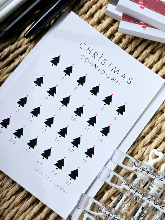 Postkarte "Christmas Countdown" in A6 (pink)