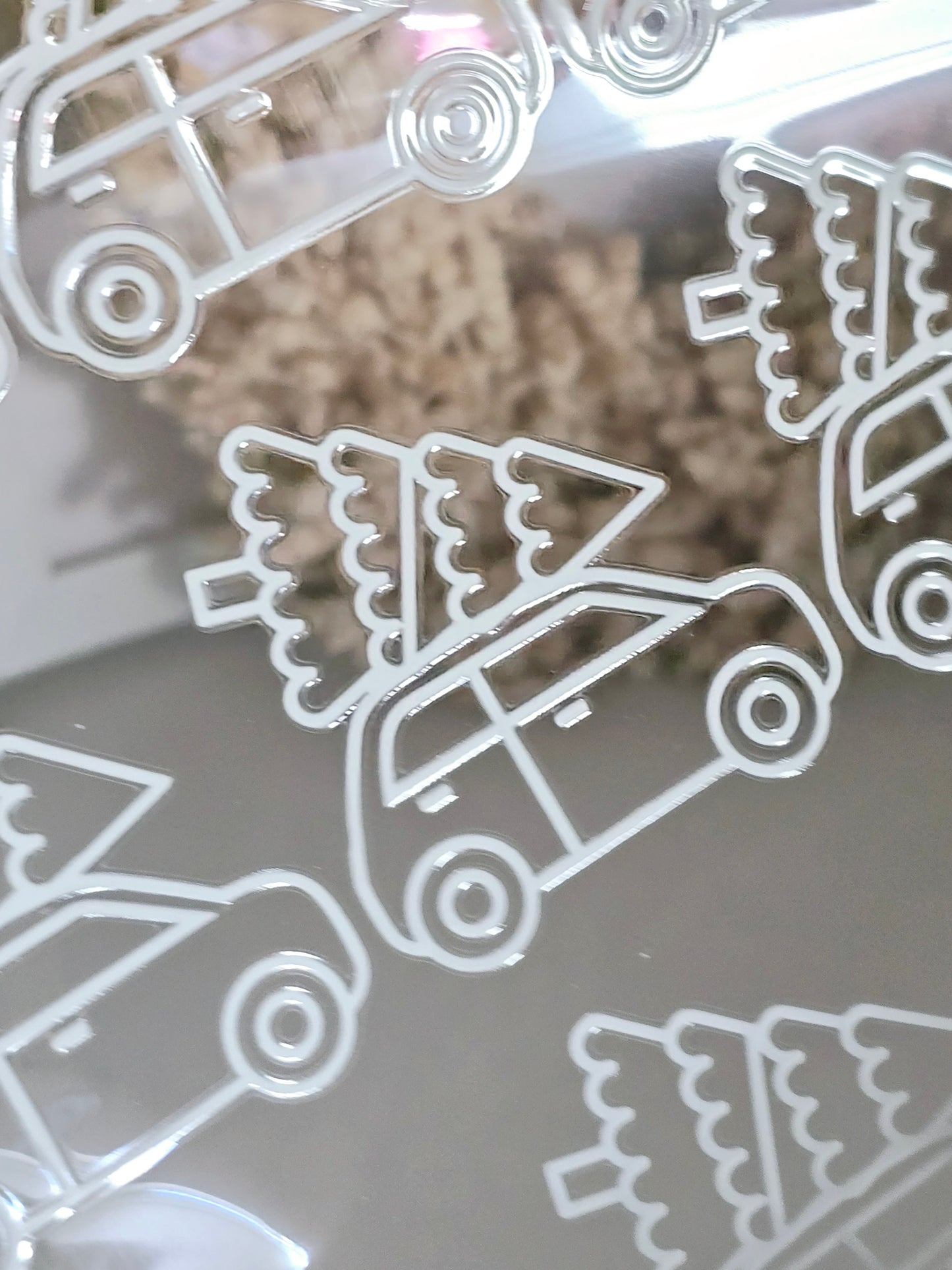 Rub On "Weihnachtsauto" (2 Größen/3 Farben)