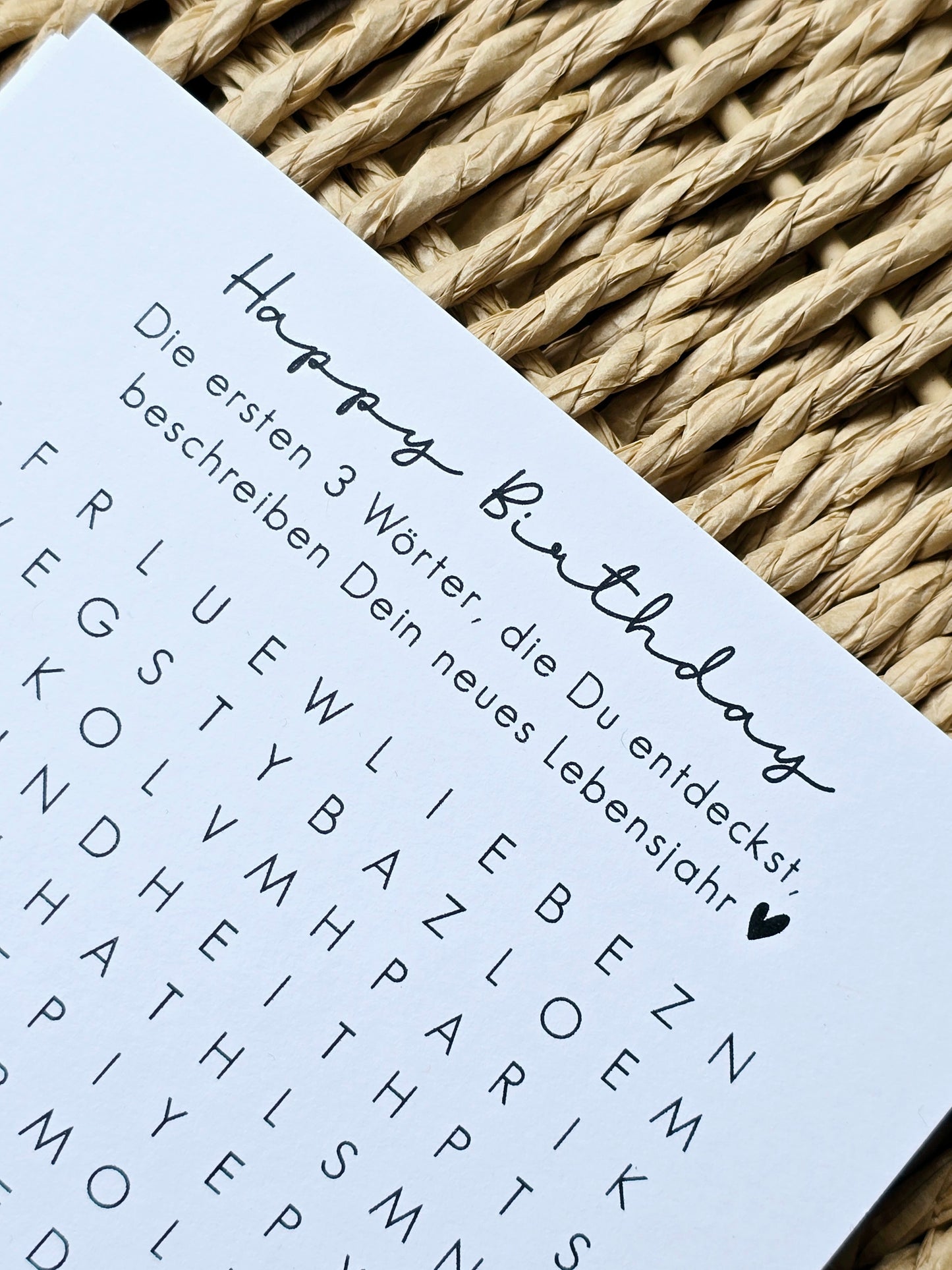 Postkarte "Happy Birthday"-3 Wörter