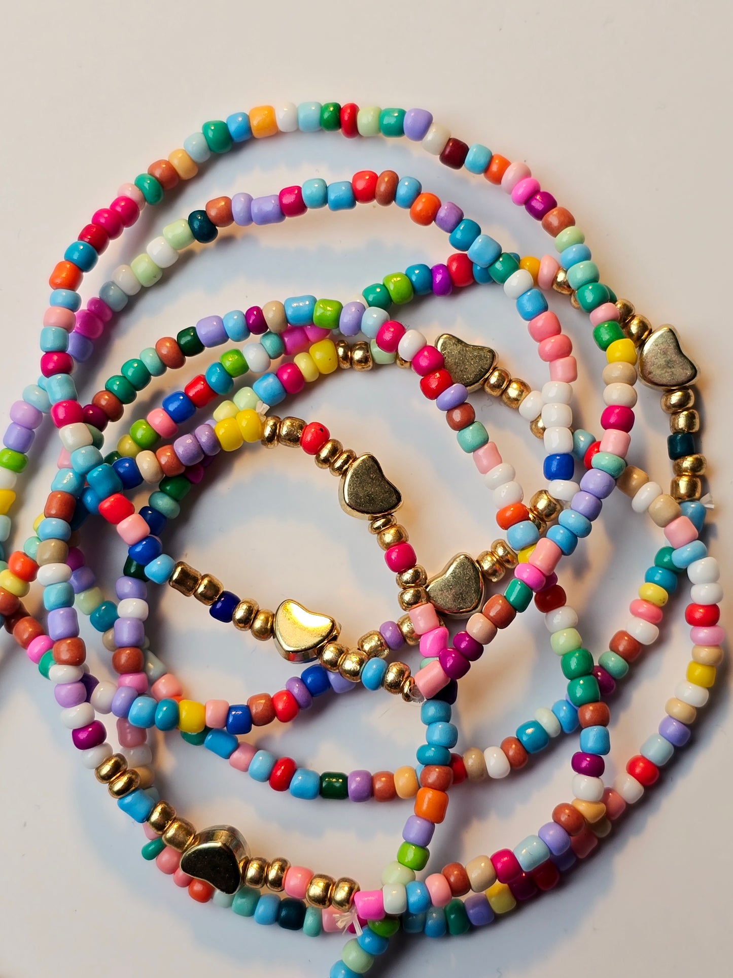 Armband "Bunte Perle" (goldenes Herz)