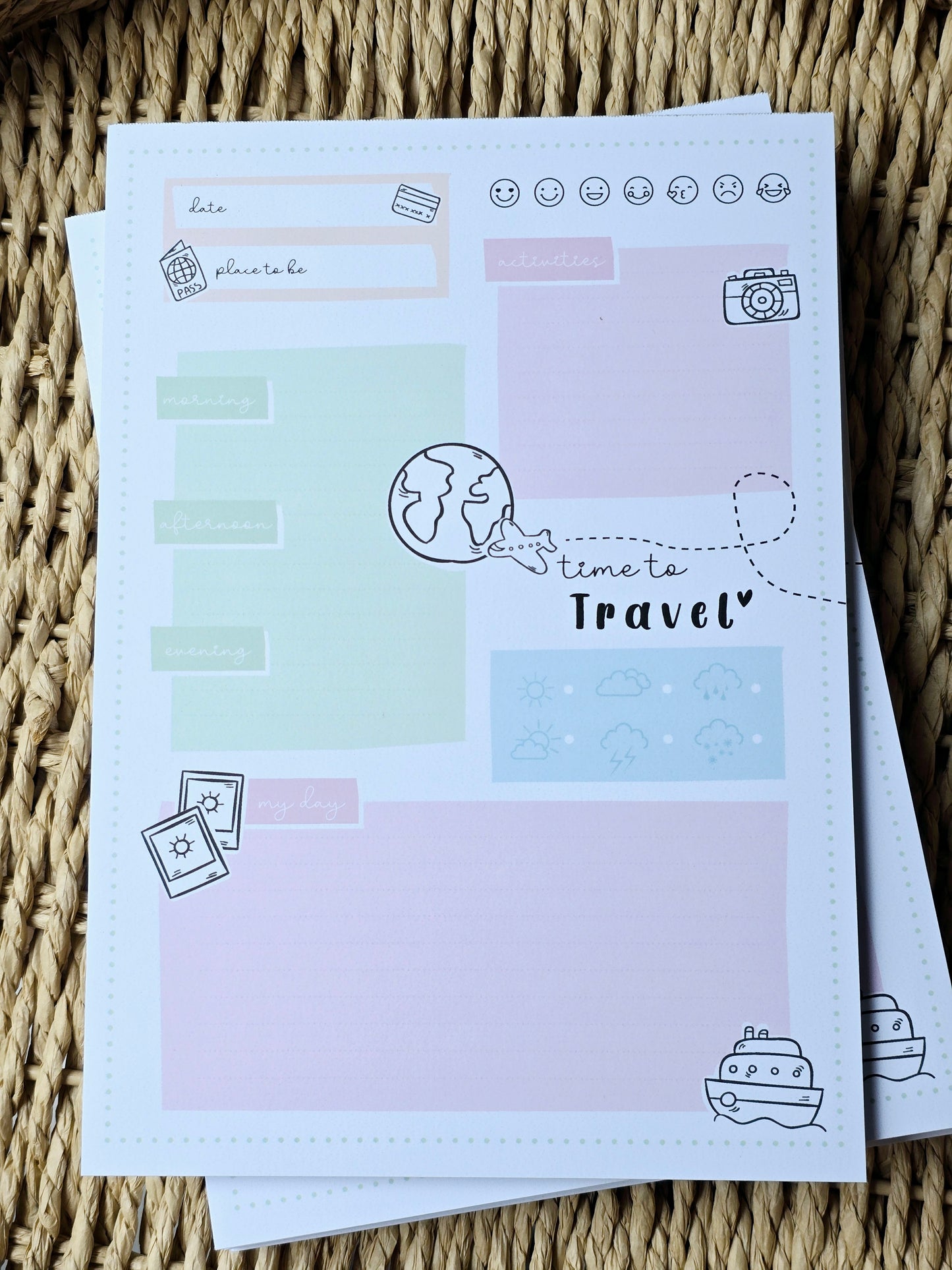 Notizblock/Reiseplaner "time to travel" in A5
