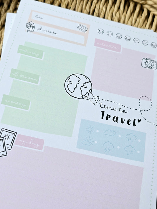 Notizblock/Reiseplaner "time to travel" in A5