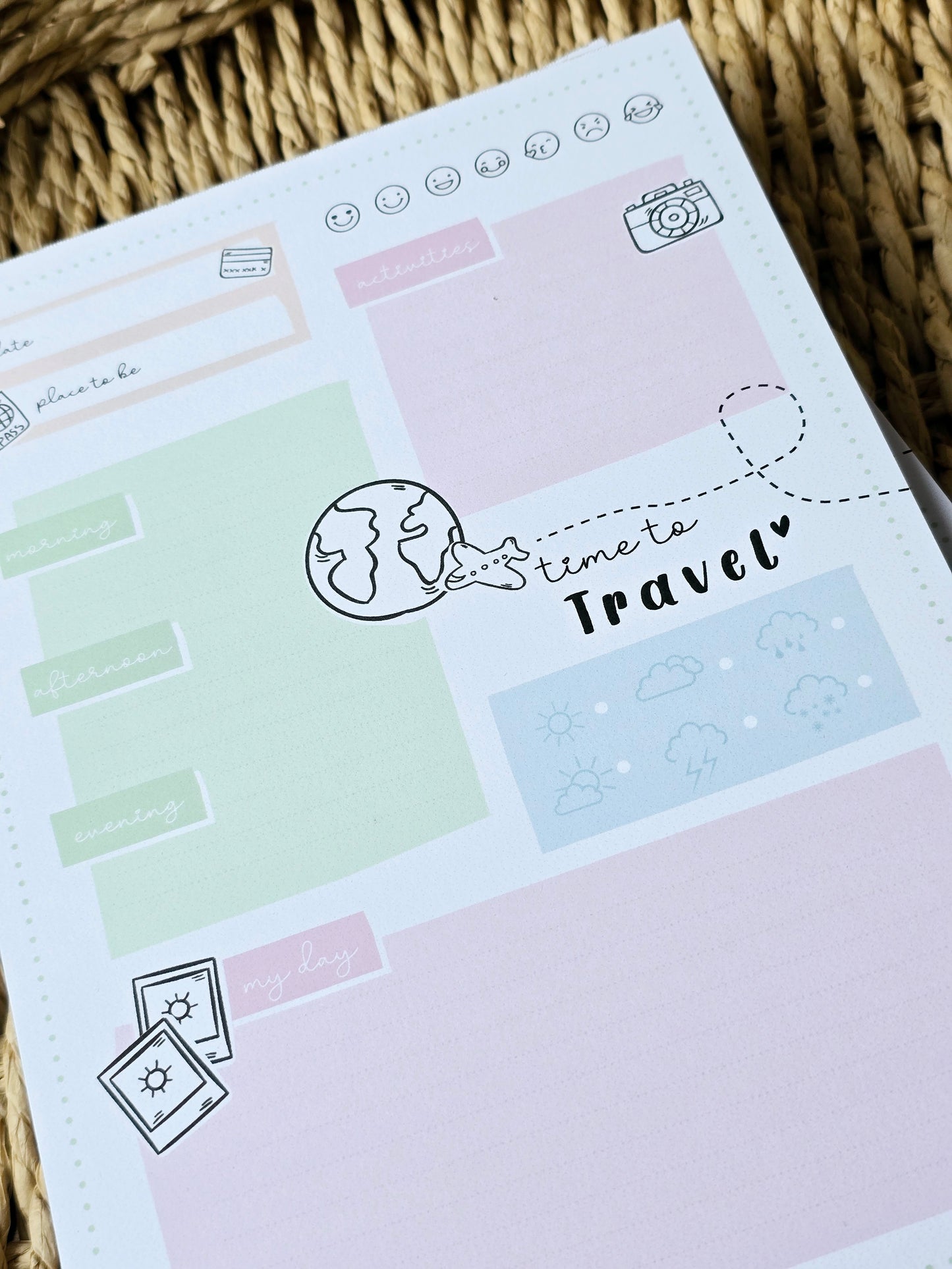 Notizblock/Reiseplaner "time to travel" in A5
