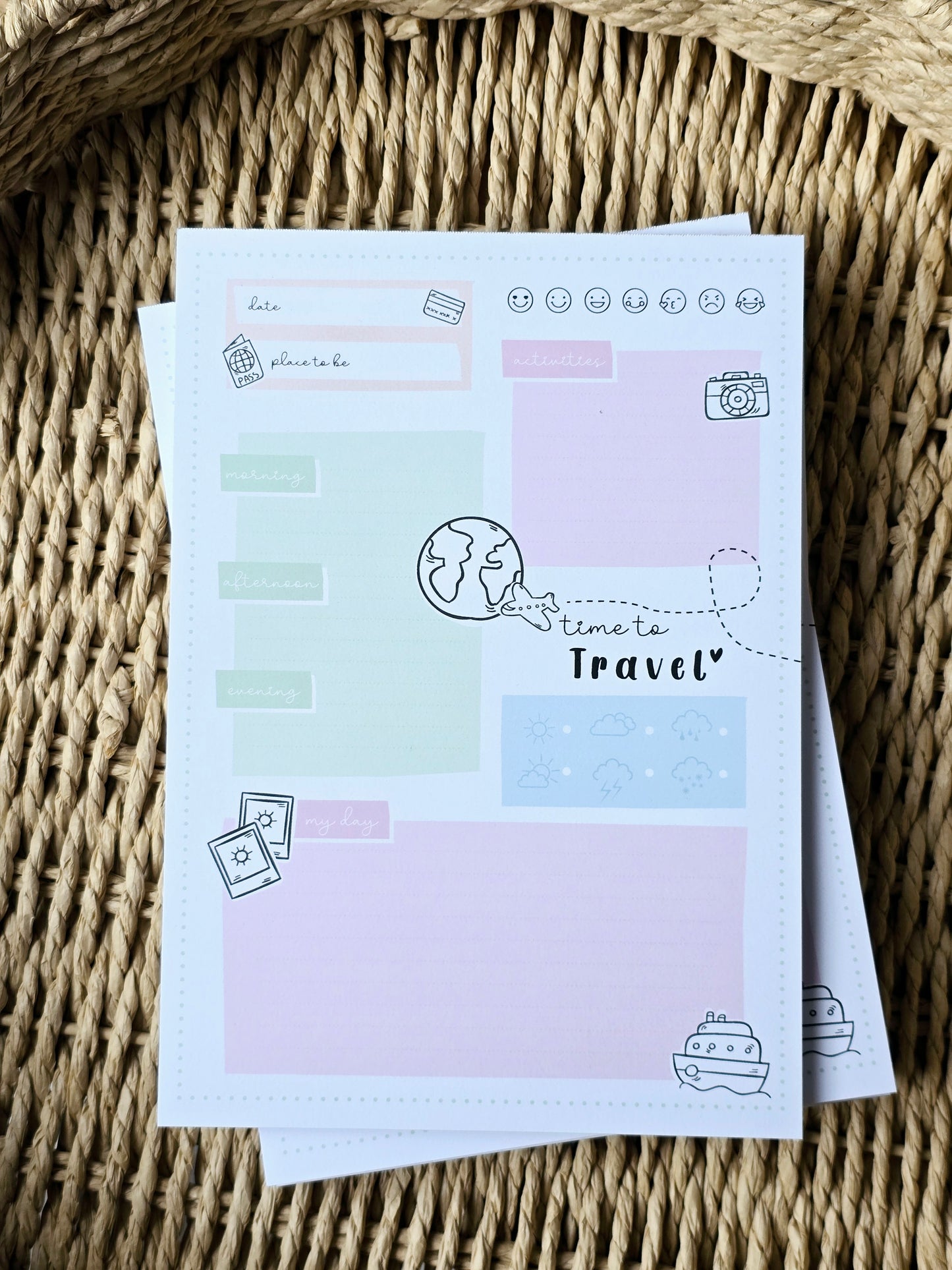 Notizblock/Reiseplaner "time to travel" in A5