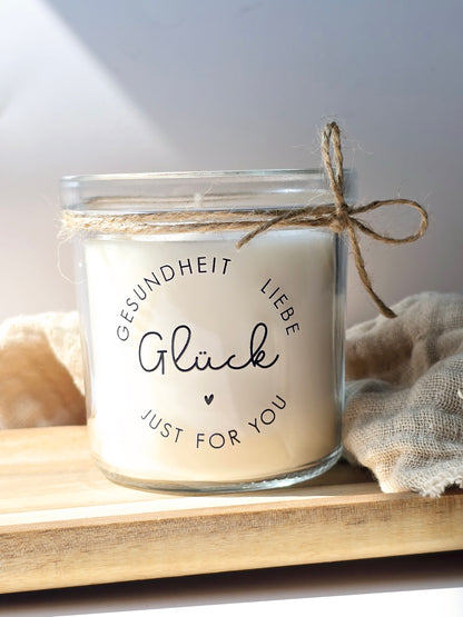 Kerze Gesundheit Liebe Glück