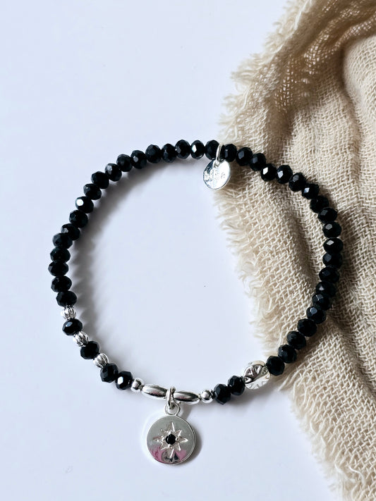 Armband schwarz/silber Stern