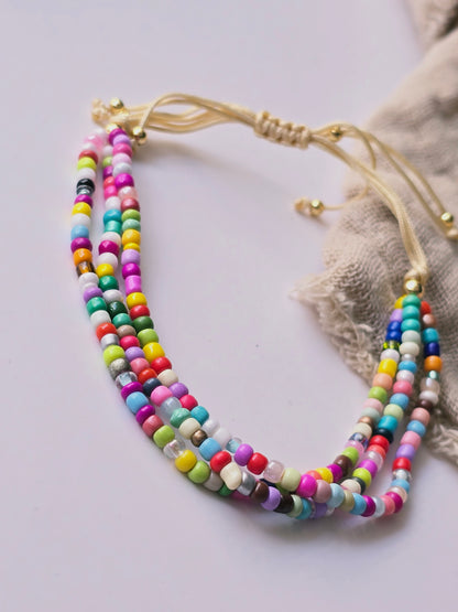 Armband "Bunte Perle" 3-reihig