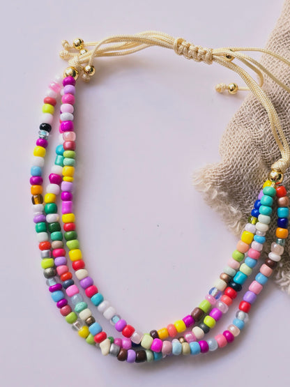Armband "Bunte Perle" 3-reihig