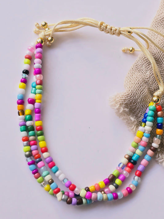 Armband "Bunte Perle" 3-reihig