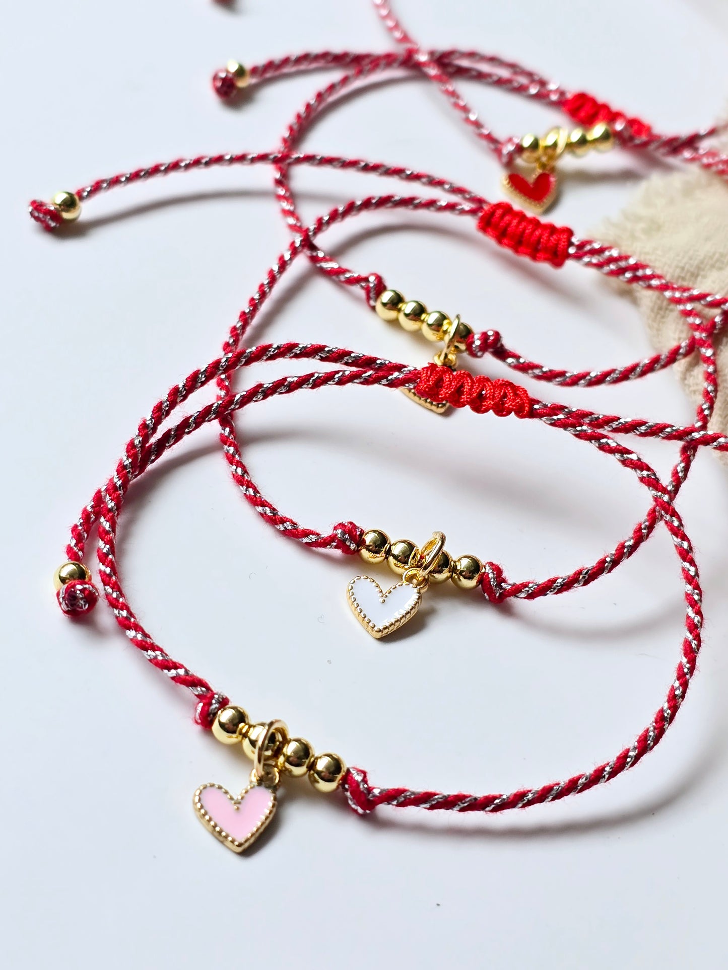 Armband "rot/silber/gold" mit Herz (4 Farben)