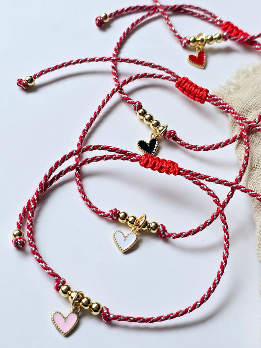 Armband "rot/silber/gold" mit Herz (4 Farben)