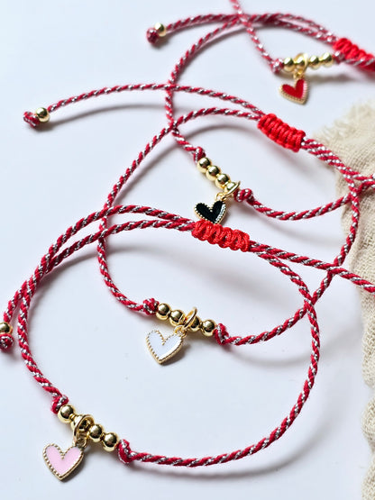 Armband "rot/silber/gold" mit Herz (4 Farben)