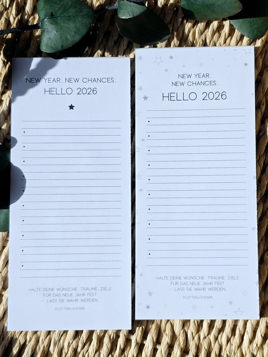 Notizblock "Hello 2026" Bucket List (2 Varianten)