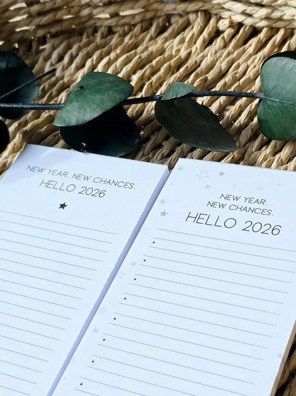 Notizblock "Hello 2026" Bucket List (2 Varianten)
