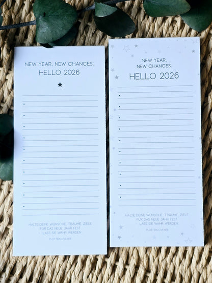 Notizblock "Hello 2026" Bucket List (2 Varianten)