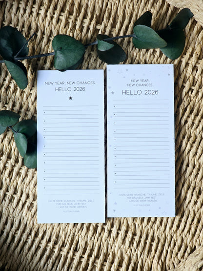 Notizblock "Hello 2026" Bucket List (2 Varianten)