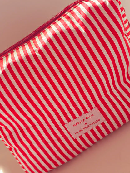 Tasche "MAKE A WISH" - rot/weiß gestreift