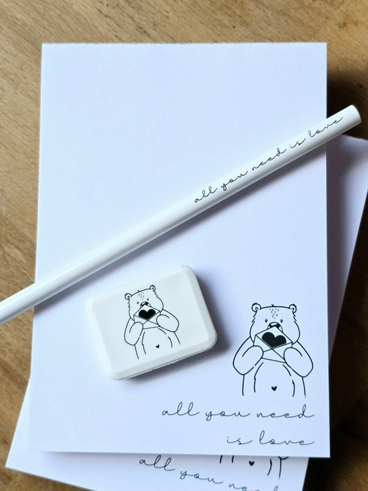 Notizblock Bär "all you need is love"  in A6