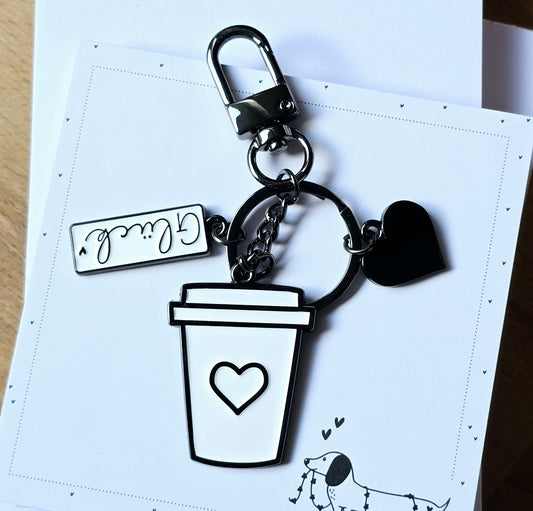 Schlüsselanhänger Coffee Love schwarz/weiß