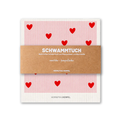 Schwammtuch HERR&FRAUHEMPEL Motiv HERZ – Waschbar & Kompostierbar | Nachhaltige Reinigung (Kopie)