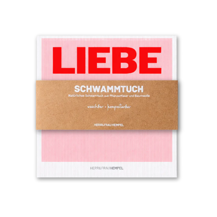 Schwammtuch HERR&FRAUHEMPEL Motiv LIEBE – Waschbar & Kompostierbar | Nachhaltige Reinigung