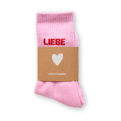 Socken HERR&FRAUHEMPEL Motiv: LIEBE rosa