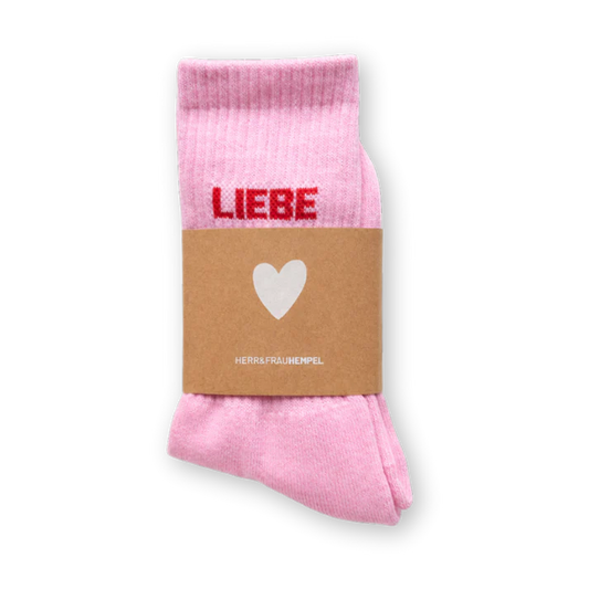Socken HERR&FRAUHEMPEL Motiv: LIEBE rosa