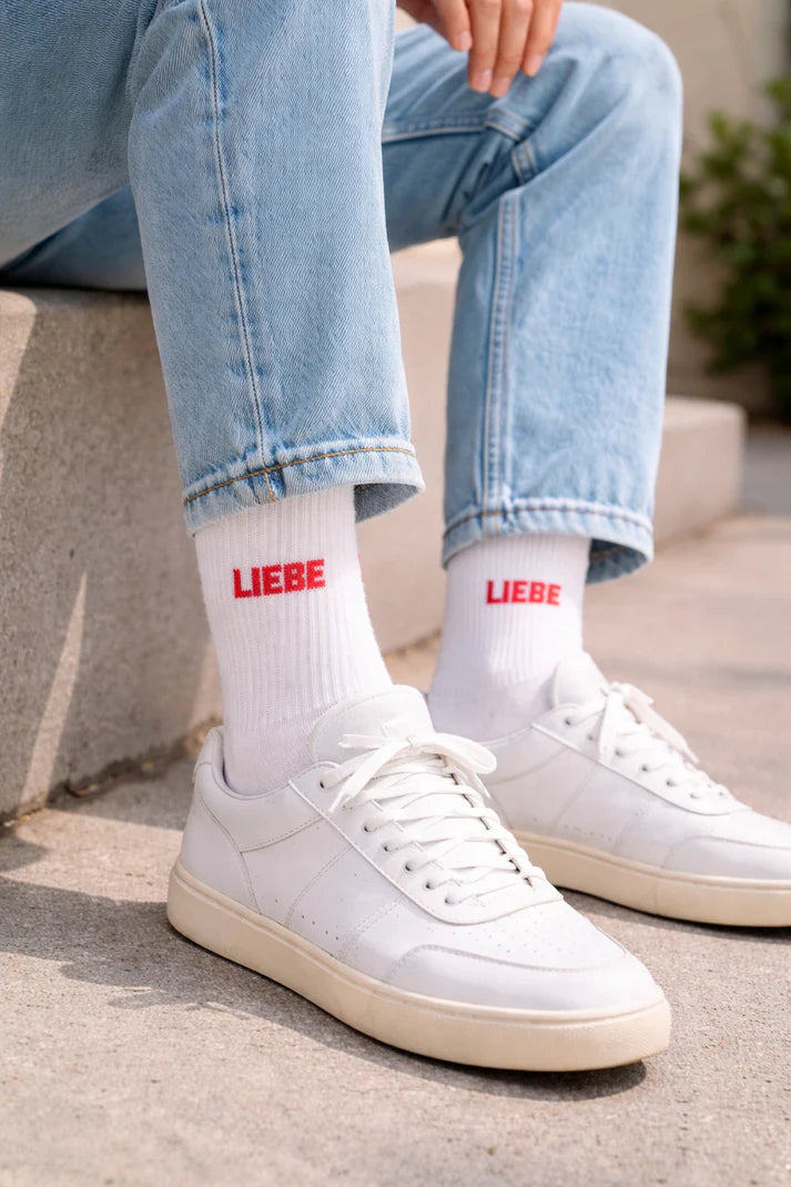 Socken HERR&FRAUHEMPEL Motiv: LIEBE weiss (2 Größen)