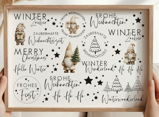 Rub On " Wichtel Weihnachten" 23 Sticker auf A4