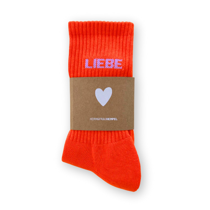 Socken HERR&FRAUHEMPEL Motiv: LIEBE orange (2 Größen)
