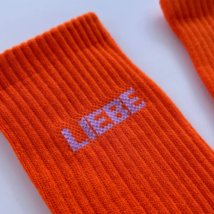 Socken HERR&FRAUHEMPEL Motiv: LIEBE orange (2 Größen)