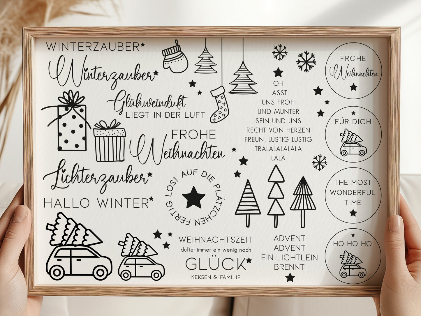 Rub On "Weihnachten" 25 Sticker auf A4 in 2 Farben