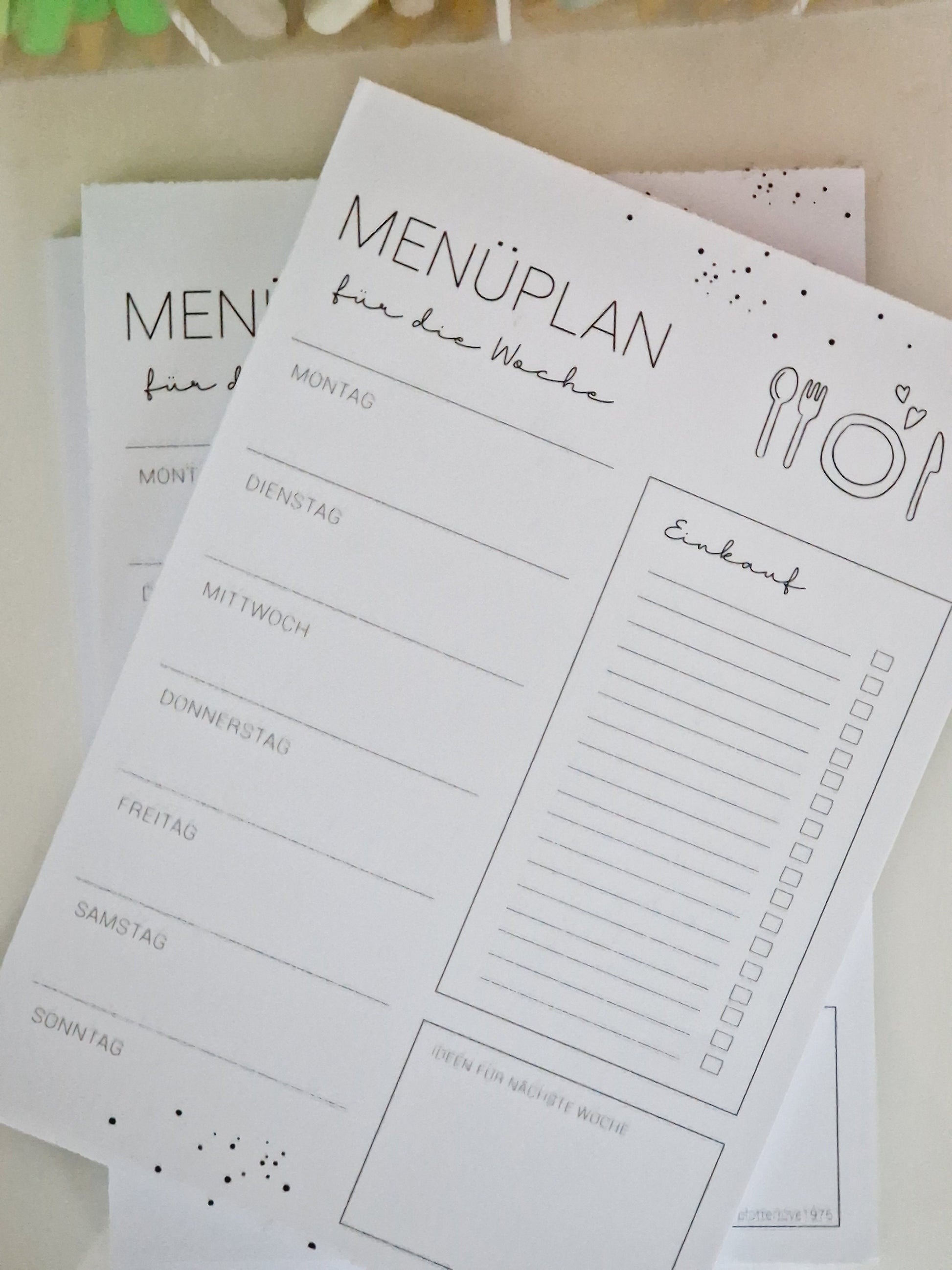 Menüplaner A5 für die ganze Woche / Wochenplaner / Familienplaner / Rezepte / Essensplaner