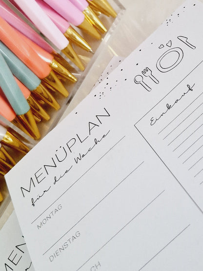 Menüplaner A5 für die ganze Woche / Wochenplaner / Familienplaner / Rezepte / Essensplaner