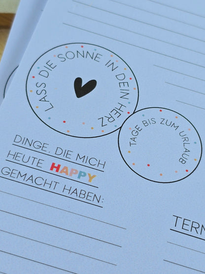 Notizblock Happy Mind / Wochenplaner / Familienplaner / TO DO / Selfcare / DIN A5 / 50 Blatt