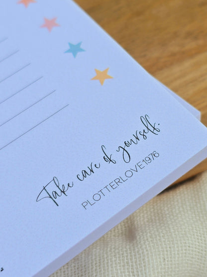 Notizblock Happy Mind / Wochenplaner / Familienplaner / TO DO / Selfcare / DIN A5 / 50 Blatt