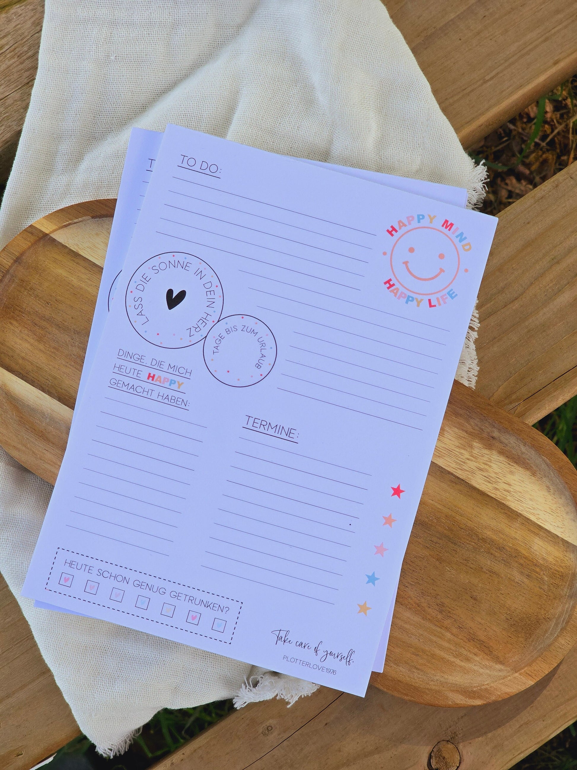 Notizblock Happy Mind / Wochenplaner / Familienplaner / TO DO / Selfcare / DIN A5 / 50 Blatt