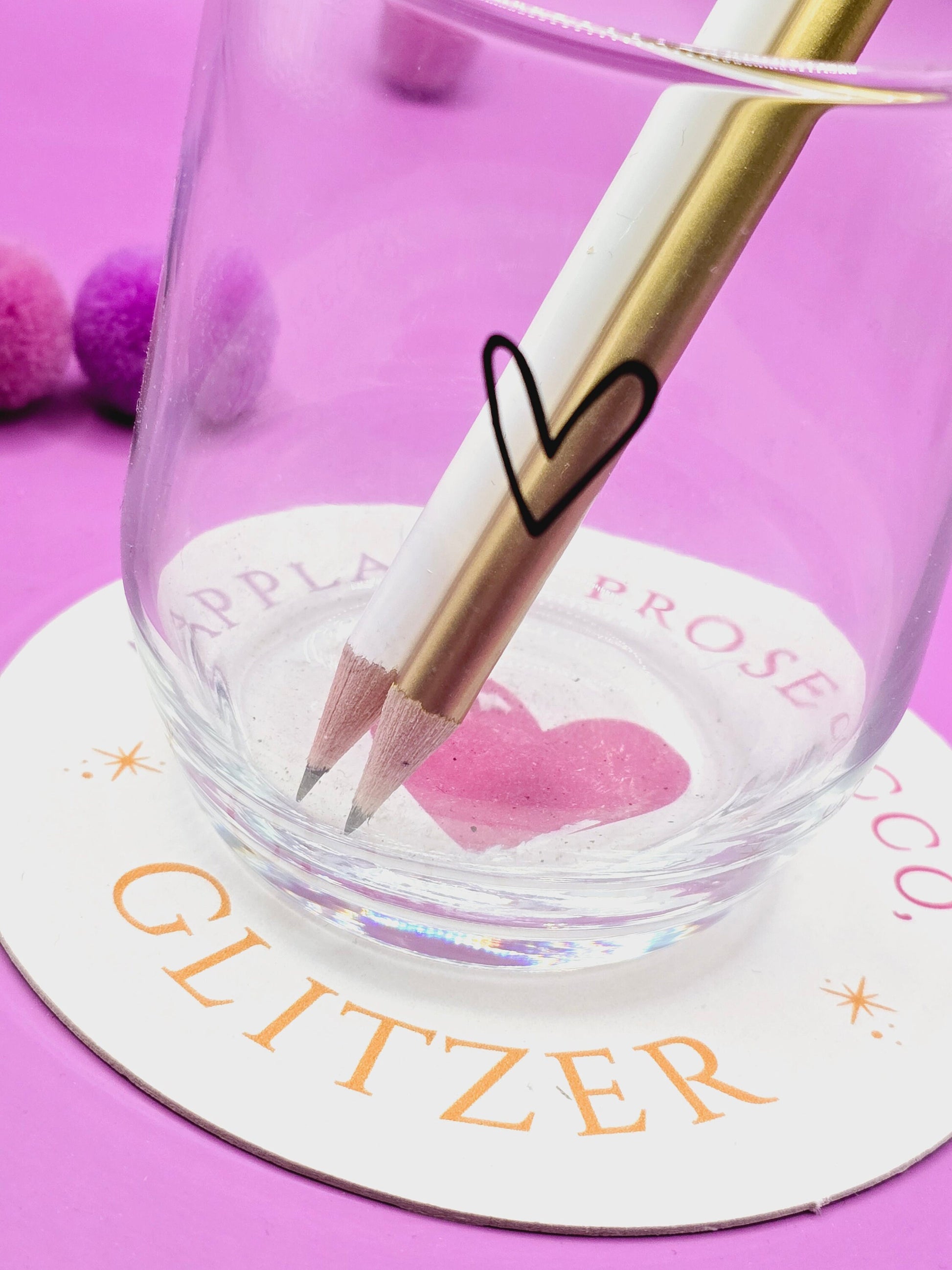 Bleistift Applaus, Prosecco, Glitzer/ gold / weiß / Kleinigkeit / Mitbringsel / Mäadelsabend / Junggeselinnenabschied/ Stift mit Spruch