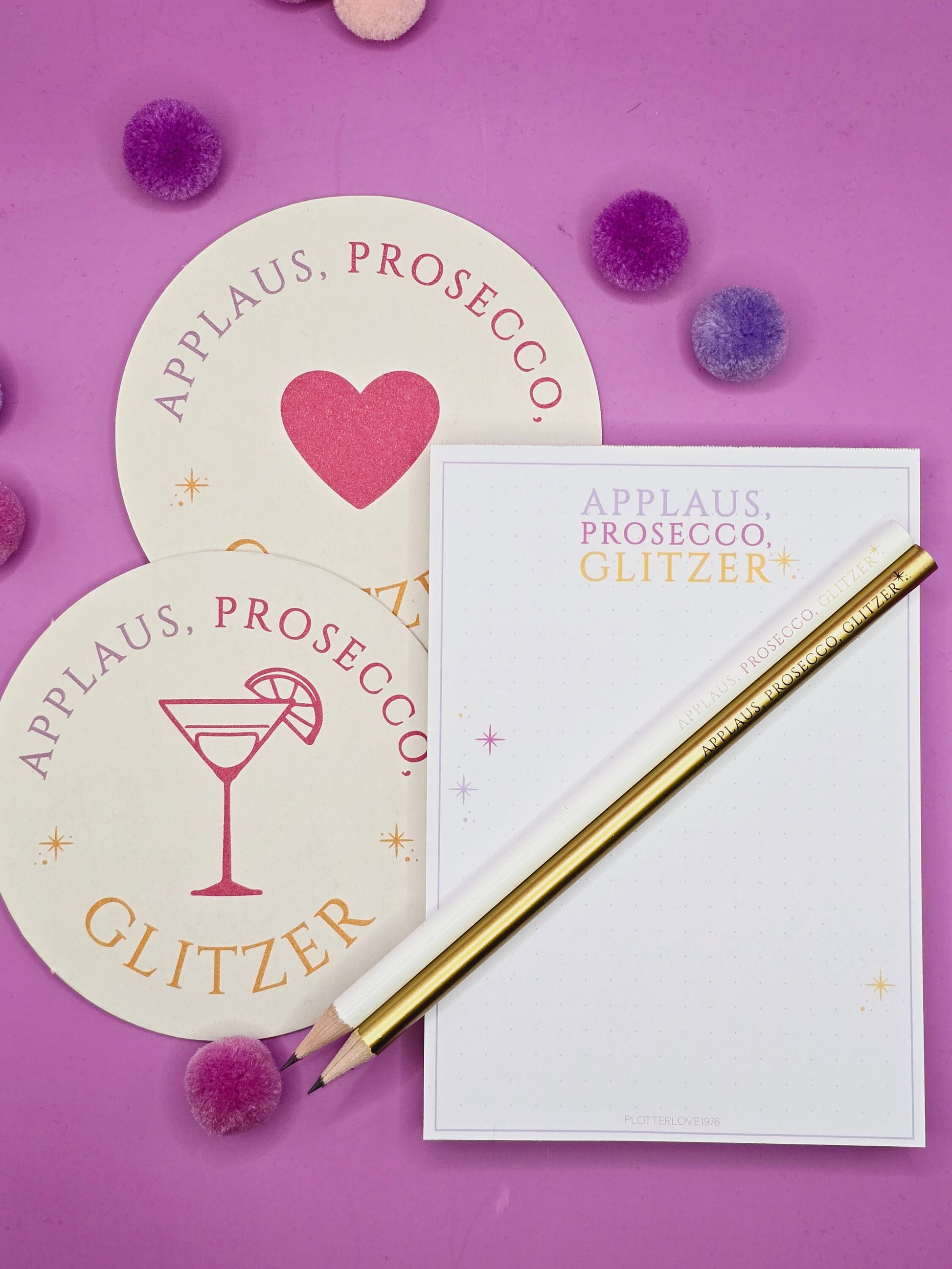 Bleistift Applaus, Prosecco, Glitzer/ gold / weiß / Kleinigkeit / Mitbringsel / Mäadelsabend / Junggeselinnenabschied/ Stift mit Spruch