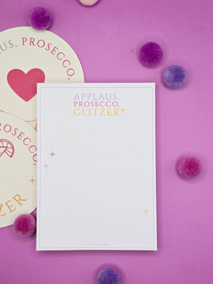 Bleistift Applaus, Prosecco, Glitzer/ gold / weiß / Kleinigkeit / Mitbringsel / Mäadelsabend / Junggeselinnenabschied/ Stift mit Spruch