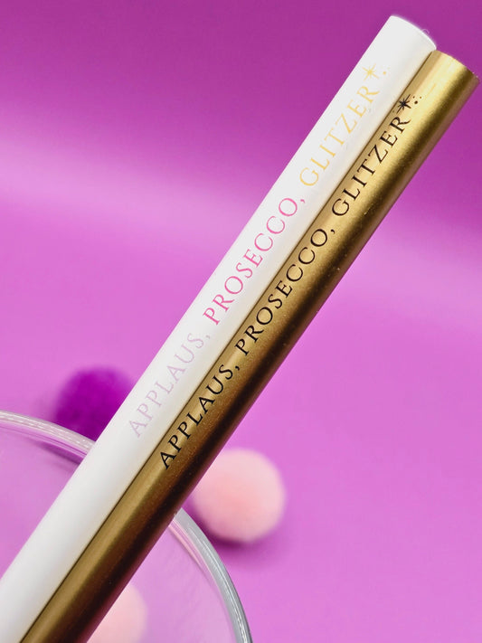 Bleistift Applaus, Prosecco, Glitzer/ gold / weiß / Kleinigkeit / Mitbringsel / Mäadelsabend / Junggeselinnenabschied/ Stift mit Spruch
