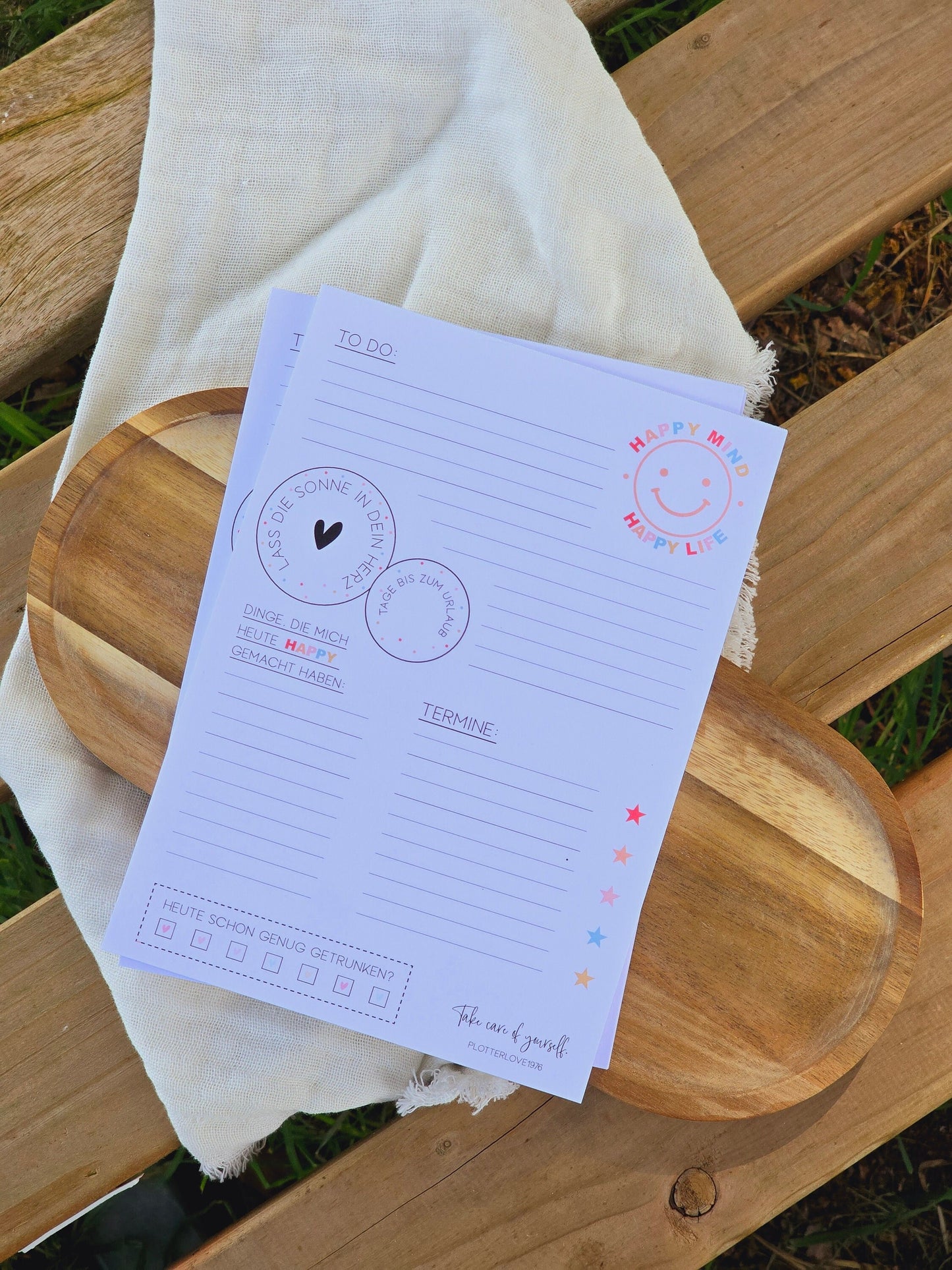 Notizblock Happy Mind / Wochenplaner / Familienplaner / TO DO / Selfcare / DIN A5 / 50 Blatt