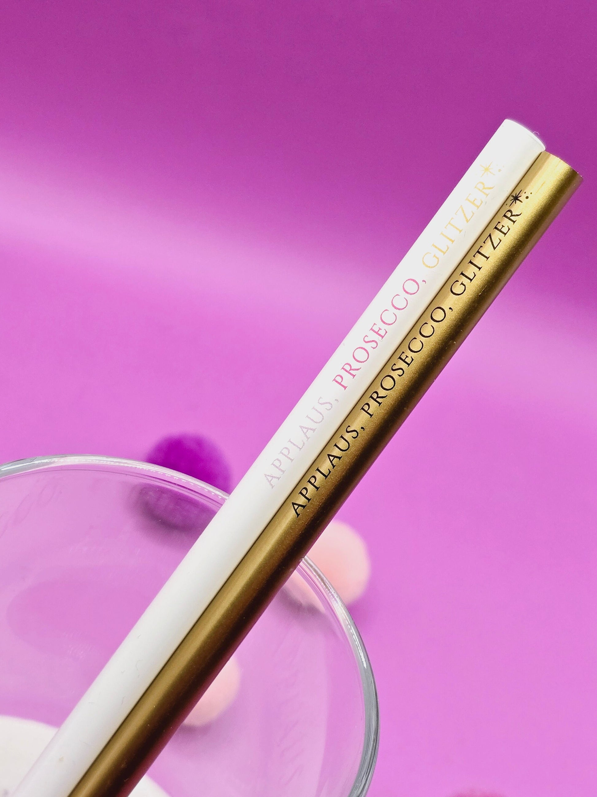 Bleistift Applaus, Prosecco, Glitzer/ gold / weiß / Kleinigkeit / Mitbringsel / Mäadelsabend / Junggeselinnenabschied/ Stift mit Spruch